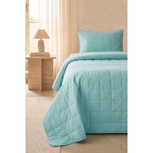 Ocean Home Textile %100 Pamuk Kumaş Kapitoneli Mint Çok Amaçlı Tek Kişilik Yatak Örtüsü Seti 1 Adet 180 x 230 / 1 Adet 50 x 70 cm