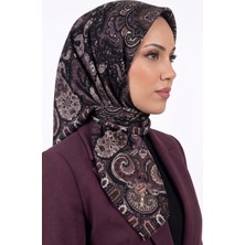 Hadiora Kadın Lila Siyah Paisley Desenli Flamlı Dimi Eşarp