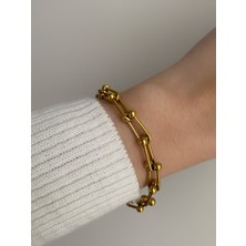 Owentis Çelik Gold Tiffany Model Basic Bileklik -Kararma Yapmaz-
