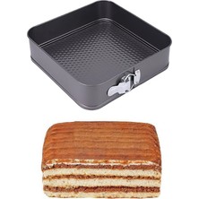 Chavin Karbon Çelik 24 cm Siyah Kare Kelepçeli Kek Pasta Kalıbı CIN799SY