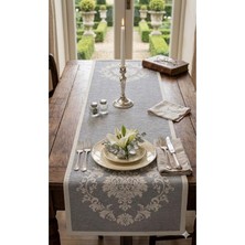 Believe Motif Yolu Gri Jakarlı Dokuma Goblen  Dekoratif Runner 45*125