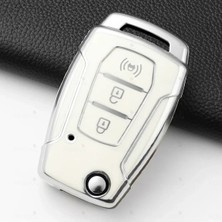 Alazpay Ssangyong KGM Torres Kyron 2 Sanka Korando Tivoli Actyon Gümüş Kenar TPU Anahtar Kılıfı (1 Adet)