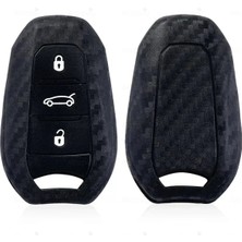 Alazpay Peugeot Uyumlu Karbon Desenli Silikon Anahtar Kılıfı - 208 308 408 508 2008 3008 5008 Rıfter (1 Adet)