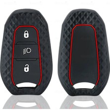 Alazpay Peugeot Uyumlu Şerit Desenli Silikon Anahtar Kılıfı - 2008 3008 4008 5008 208 308 408 508 Rifter (1 Adet)