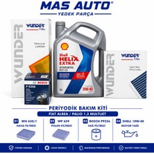 Wunder Fiat Albea 1.3 Multijet / Fiat Palio 1.3 Multijet Periyodik Bakım Seti Bosch P9256 Yağ Filtresi Shell Helix Extra 10W-40