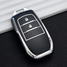 Alazpay Toyota Uyumlu Gümüş Kenar TPU Anahtar Kılıfı - Corolla Cross Yaris Cross CH-R RAV4 Hilux (1 Adet)