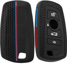 Alazpay Bmw 1 3 5 7 Serisi F30 F25 F20 F18 F16 F15 F10 & X1 X3 X4 X5 X6 Silikon Desen Şeritli Anahtar Kılıfı