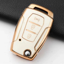 Alazpay Ssangyong KGM Uyumlu Gold Kenar TPU Anahtar Kılıfı - Torres Kyron 2 Sanka Korando Tivoli Actyon (1 Adet)