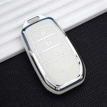 Alazpay Toyota Corolla Cross Yaris Cross Ch-R Rav4 Hilux Uyumlu Gümüş Kenar Tpu Anahtar Kılıfı
