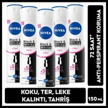 Nivea Kadın Sprey Deodorant Black&white Invisible Clear 150ml, 72 Saat Anti-perspirant Ter Koruma, X5 Adet