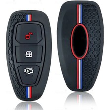 Alazpay Ford Uyumlu Şeritli Silikon Anahtar Kılıfı - Focus Fiesta Mondeo Kuga C Max B Max S Max (1 Adet)