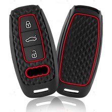 Alazpay Audi A3 A4 A6 A7 A8 & B9 C8 4K D5 & S7 S8 & Q7 Q8 & E-Tron Silikon Şeritli Anahtar Kılıfı