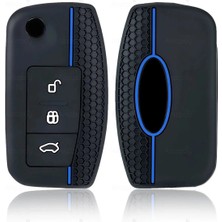 Alazpay Ford Uyumlu Silikon Desenli Anahtar Kılıfı - Fiesta Focus Courier Cmax Mondeo Kuga Galaxy Falcon Ecosport Tourneo (1 Adet)