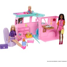 Barbıe® Yol Macerası Karavan | Barbie Rüyalar Ülkesi Yol Macerası Karavan, 4 Oyun Alanı, 20 Aksesuar, Marshmallow ve Köpek Figürü JMK45