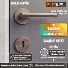 ALMITAL Solegrace Antik 5 Oda 2 Wc Kapı Kolu Seti Yuvarlak Rozetli Şık Görünüm ve Dayanıklı Yapı