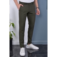 Bürke Erkek Haki  Renk Italyan Kesim Slimfit Kumaş Pantolon