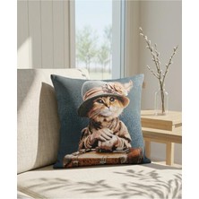 Believe BELİEVE MRS CAT JAKARLI DOKUMA GOBLEN DEKORATİF  KIRLENT 45*45