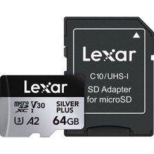 Lexar Professional 64GB 205 MB/s Silver Plus Mikro SD Hafıza Kartı