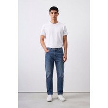 Markapia Erkek Straight Fit Düz Kesim Mavi Jean Pantolon