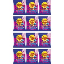Chupa Chups Sakız Dolgulu Çilek, Elma, Karpuz, Kola ve Vişne Aromalı Lolipop Şekerleme 12 GR X 7 Adet X 12 Adet