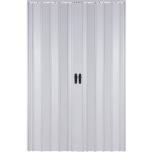 Sarpaş Akordiyon Kapı  216x198 Beyaz Camsız Çift Açılım Kalın Kapı Katlanır Akordeon Pvc Anahtar Kilitli
