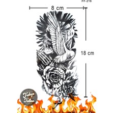 Trakya Tattoo 1-2 Hafta Kalıcı Yarım Kol Güvercin Gül Kurukafa Geçici Dövme FF-216