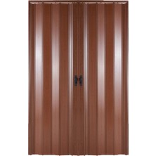 Sarpaş Akordiyon Kapı  258X180 Ceviz Camsız Çift Açılım Kalın Kapı Katlanır Akordeon Pvc Anahtar Kilitli