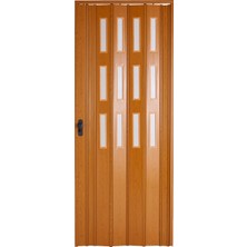 Sarpaş Akordiyon Kapı  163X182 Meşe Camlı Kalın Kapı Katlanır Akordeon Pvc Anahtar Kilitli