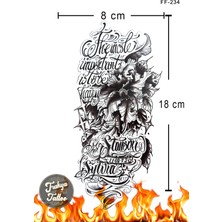 Trakya Tattoo 1-2 Hafta Kalıcı Yarım Kol Yazı Çiçek Geçici Dövme FF-234