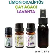 Ein Natur Limon Okaliptüs 5 Ml, Çay Ağacı 10 Ml, Lavanta Uçucu Yağı 10 Ml, Spreyli Şişe, E Citriodora