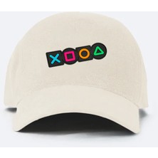Jantifox Unisex, 100% Koton, Tasarlanabilir ve Ayarlanabilir Bej Şapka : Oyun Sembollü Patchli