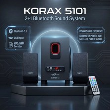 Korax 5101 2+1 Bluetooth Ses Sistemi - Ofis, Ev, Kafe Için Subwoofer Hoparlör (Usb/sd/aux/fm Radyo)