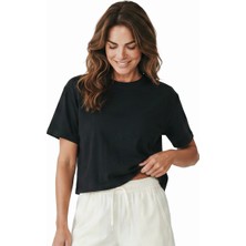 Sportive Lysa Kadın Siyah Günlük Stil T-Shirt 26YK0027-SYH
