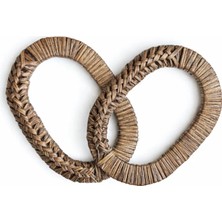 İğne İzi Bambu-Rattan Çanta Kahverengi Sapı – 2'li Set, El Işçiliği Görünümlü, Dayanıklı Tutma Kolu - Örgü, Makrome ve El Yapımı Çanta Sapı