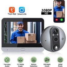 Qifit Daire Kapısı Için Gözetleme Deliği Kamerası, Ön Kapı Için Wifi Peep Delik Kamerası, Monitörlü 1080P Peep Kamera Kapı Görüntüleyici, 4,3 Inç LCD Ekran Hareket Algılama, Dijital Kapı Görüntüleyici