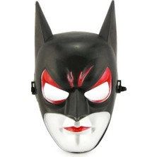 Mercora Tech Kırmızı Gözlü Siyah Batman Maske - Lastikli Batgirl Maskesi 28X17 cm
