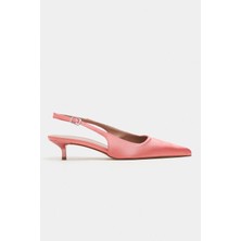 Nişantaşı Shoes Rovia Somon Saten Sivri Burun Ince Topuklu Kadın Ayakkabı