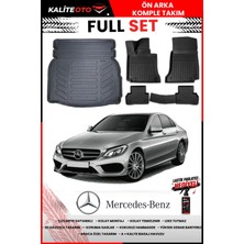 Ko Kaliteoto Mercedes C Serisi W205 2018 Model Rampalı Kulaklı 3D Bagaj Havuzu ve Paspas Seti+Lastik Parlatıcı