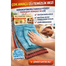 Rs Janti Store jantistore Çok Amaçlı 3'lü Temizlik Bezi Mikrofiberli Havlu Yüzey Yumuşak Dokulu 30X30