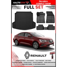 Ko Kaliteoto Renault Megane 4 Sedan 2020 Model Çift Cepli 3D Bagaj Havuzu ve Paspas Seti+Lastik Parlatıcı