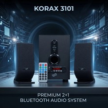 Korax 3101 2+1 Bluetooth Ses Sistemi - Ofis, Ev, Kafe Için Subwoofer Hoparlör (Usb/sd/aux/fm Radyo)