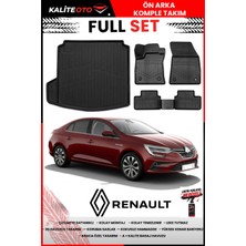 Ko Kaliteoto Renault Megane 4 Sedan 2020 Model Sol Cepli 3D Bagaj Havuzu ve Paspas Seti+Lastik Parlatıcı