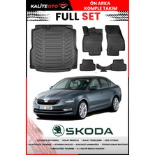 Ko Kaliteoto Skoda Octavia 2018 Model 3D Bagaj Havuzu ve Paspas Seti+Lastik Parlatıcı