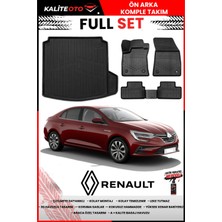 Ko Kaliteoto Renault Megane 4 Sedan 2022 Model Sağ Cepli 3D Bagaj Havuzu ve Paspas Seti+Lastik Parlatıcı
