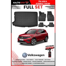 Ko Kaliteoto Volkswagen T-Cross 2022 Model Üst 3D Bagaj Havuzu ve Paspas Seti+Lastik Parlatıcı
