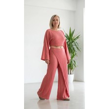 Byemelika %100 Pamuk, Bürümcük, Etek Kapama Detay Lucia Pantolon (Şeker Pembe)