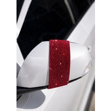 Işıltı Design Kırmızı Kristal Taşlı Dik Şerit Dikiz Ayna Taşı 2 Adet