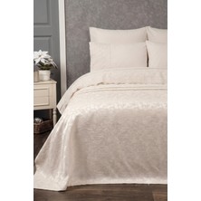 Sevim Battal Boy 6 Parça Pike Takımı - 240X260 cm Şönil Jakarlı Yatak Örtüsü Seti - Krem