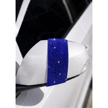 Işıltı Design Saks Mavisi Kristal Taşlı Dik Şerit Dikiz Ayna Taşı 2 Adet