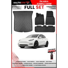 Ko Kaliteoto Tesla Model Y 2022 Model 3D Bagaj Havuzu ve Paspas Seti+Lastik Parlatıcı